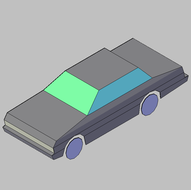 Bloque Autocad Vista de Coche Diseño 05 Bibliot. 2D-3D en 3D simple